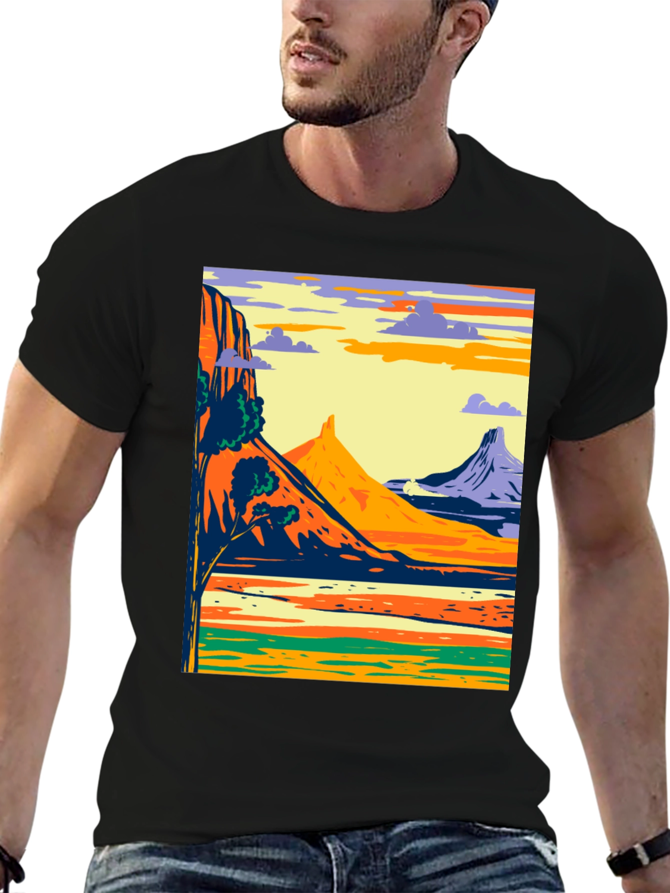 Scenic Mountain Landscape Graphic Tee