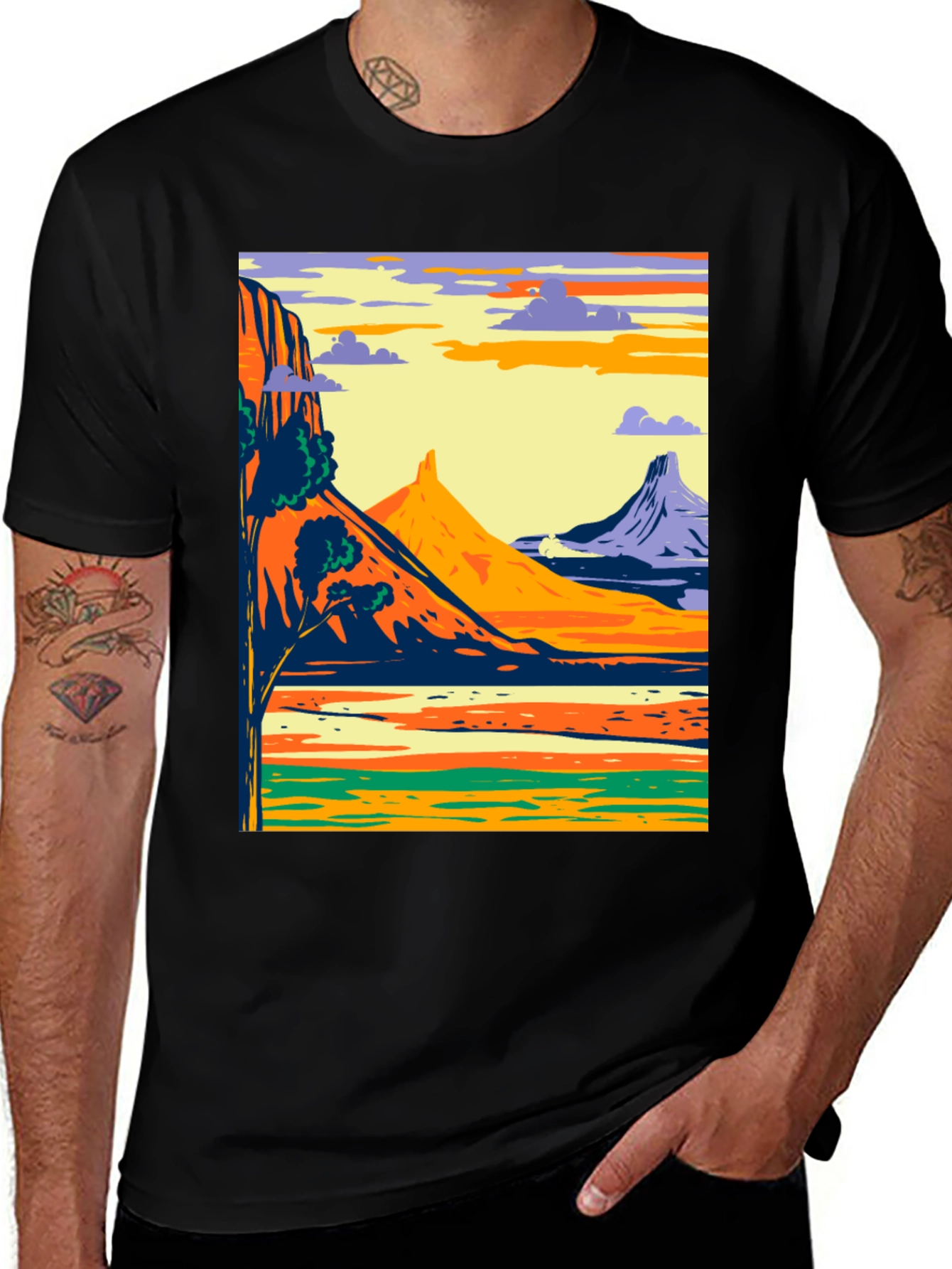 Scenic Mountain Landscape Graphic Tee