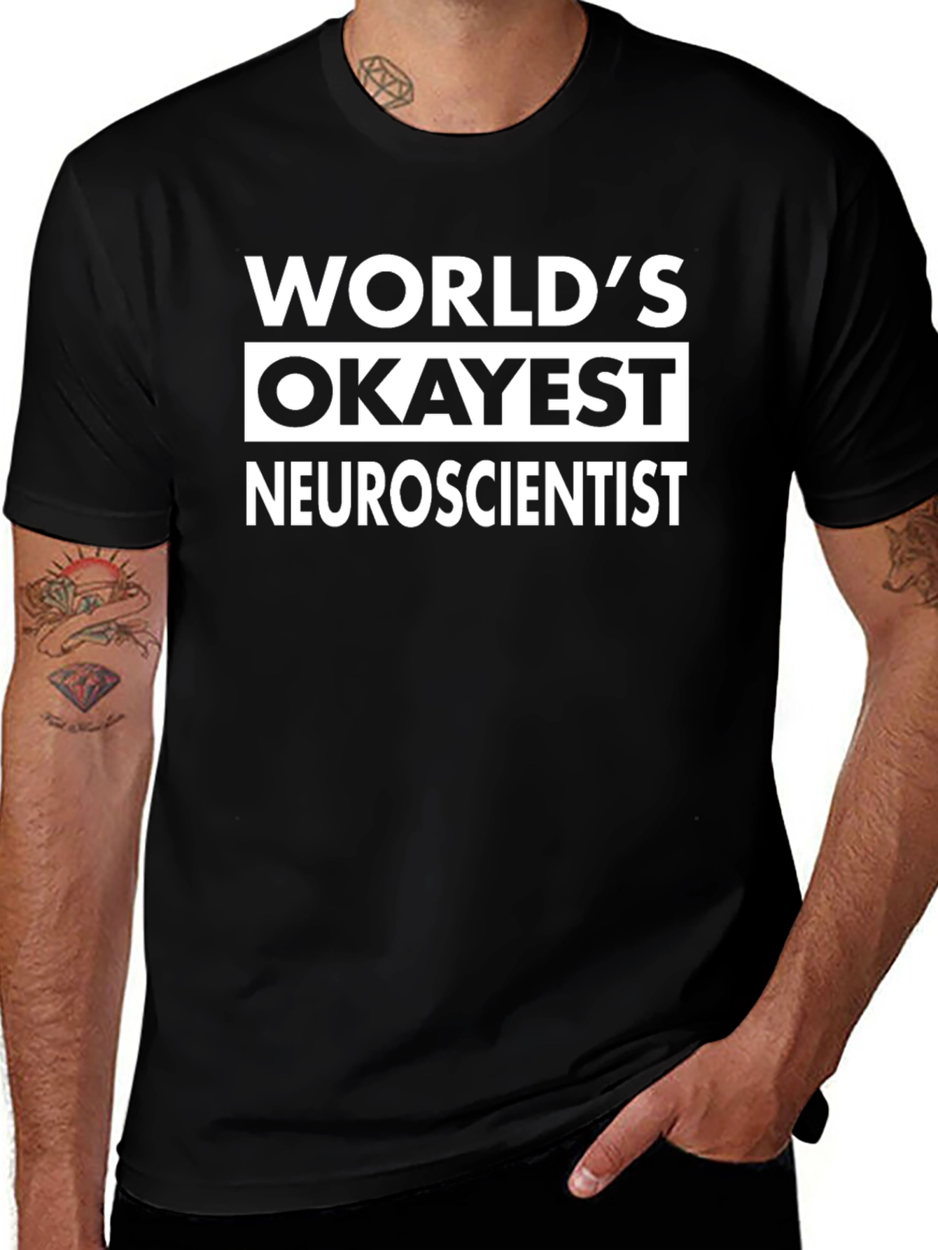 Worlds Okayest Neuroscientist T-Shirt - Novelty Gift