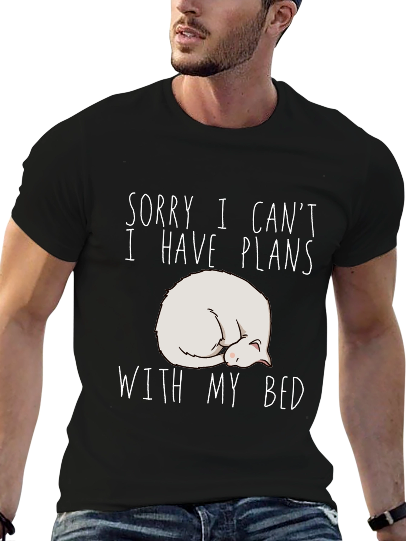 Plans with Bed T-Shirt - Cat Nap Black Tee