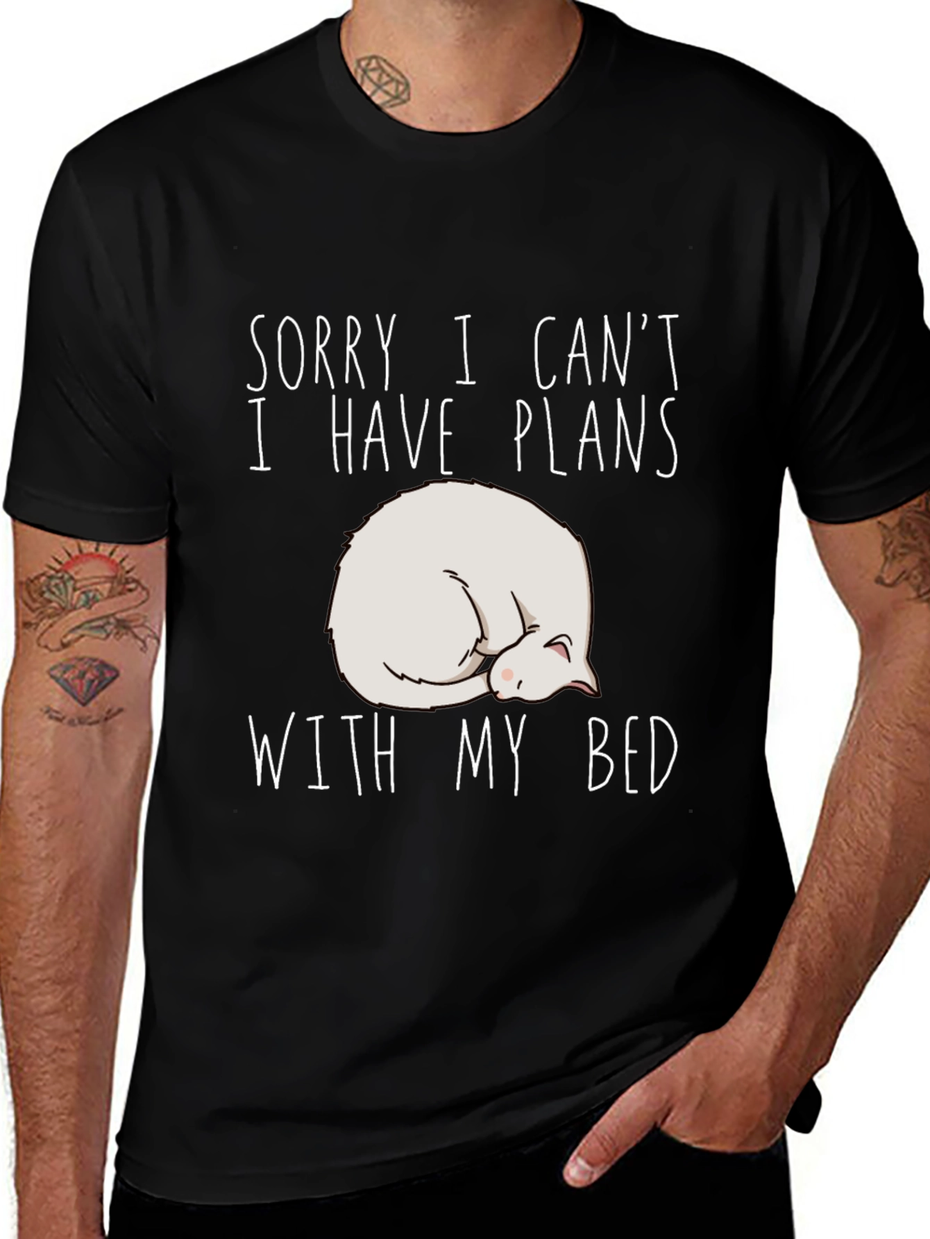 Plans with Bed T-Shirt - Cat Nap Black Tee