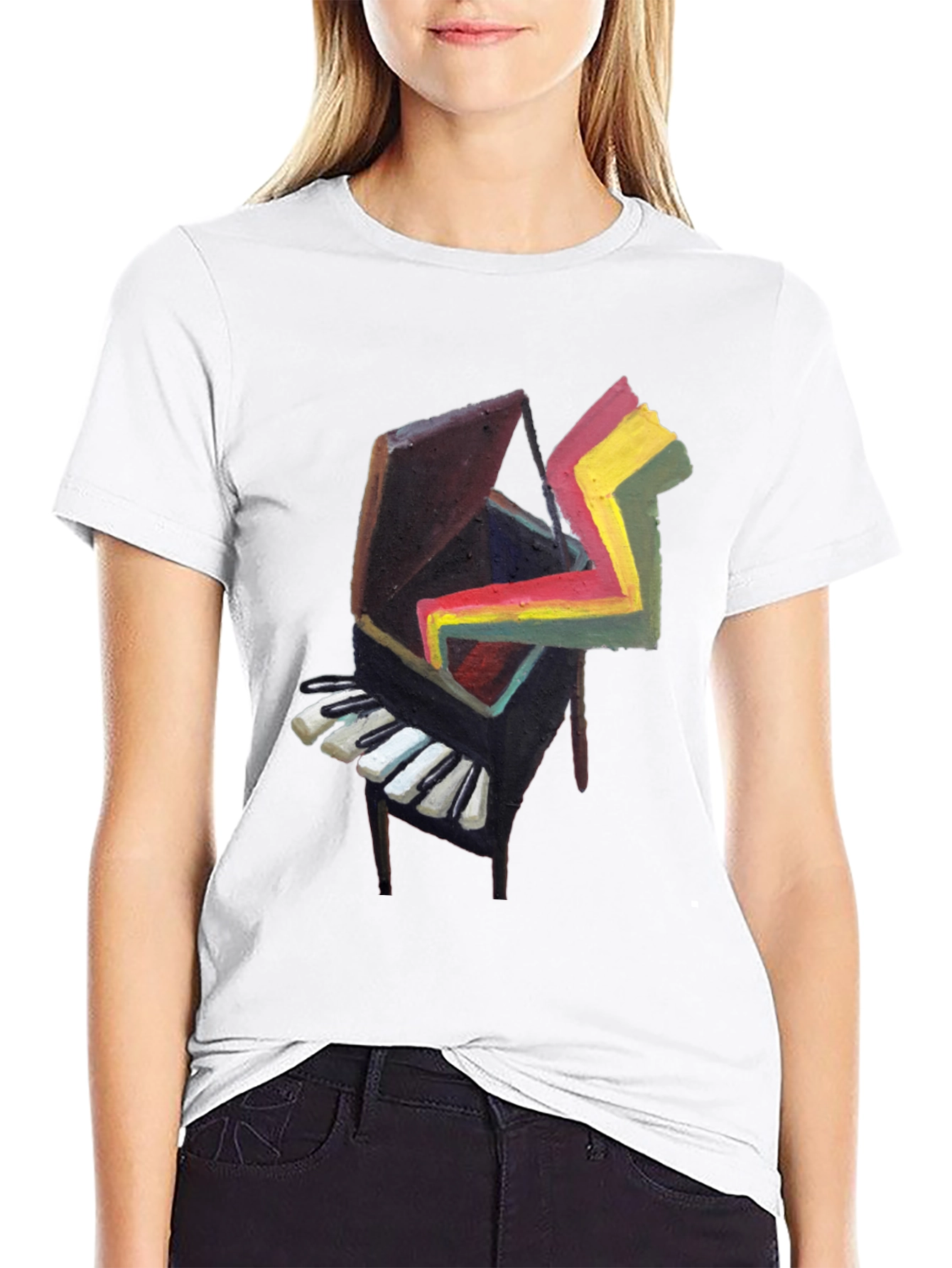 Abstract Piano Graphic Tee - Cool Art Shirt