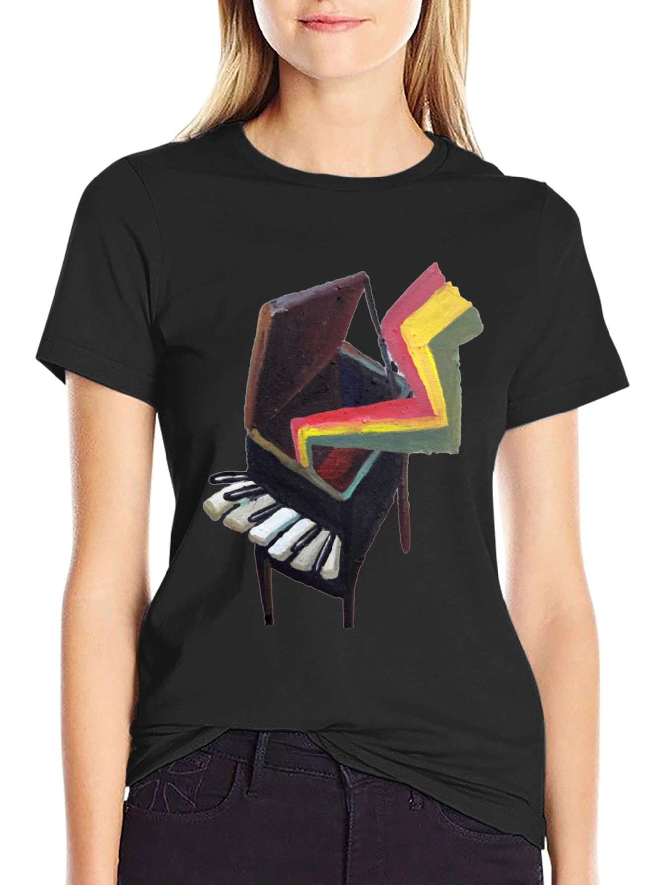Abstract Piano Graphic Tee - Cool Art Shirt