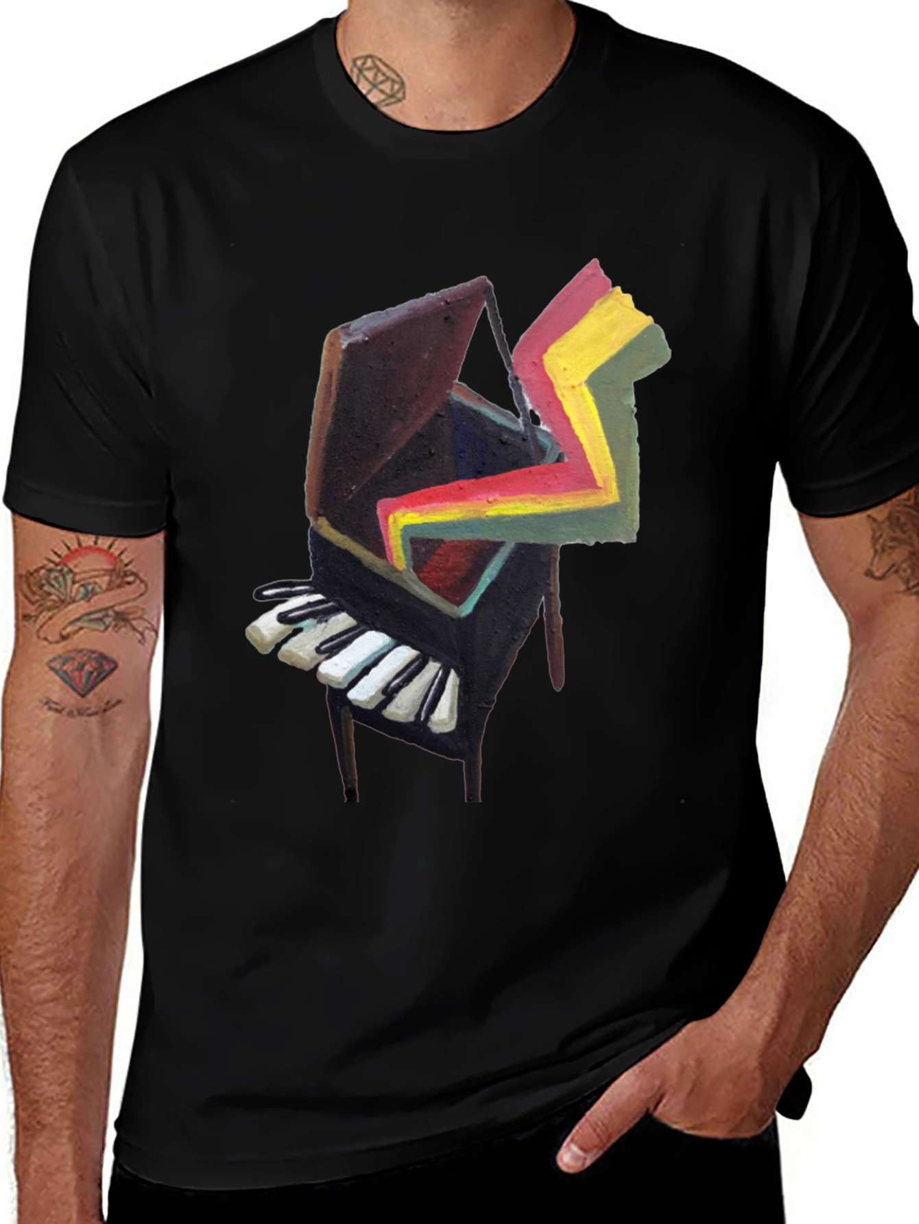 Abstract Piano Graphic Tee - Cool Art Shirt