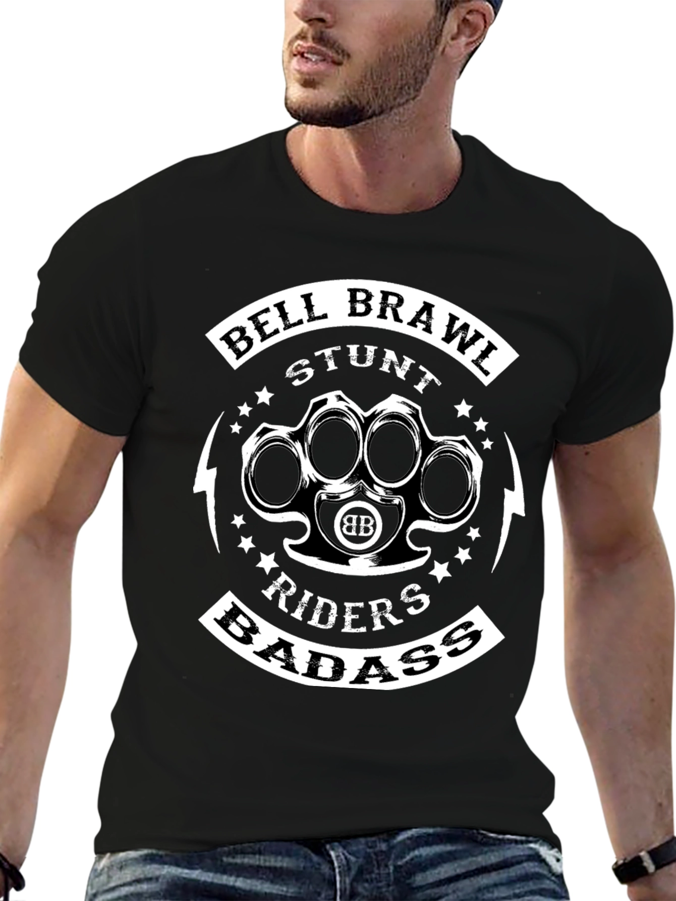 Bell Brawl Stunt Riders Badass Black Graphic Tee