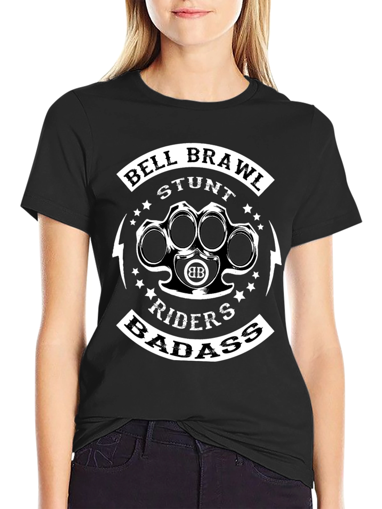 Bell Brawl Stunt Riders Badass Black Graphic Tee