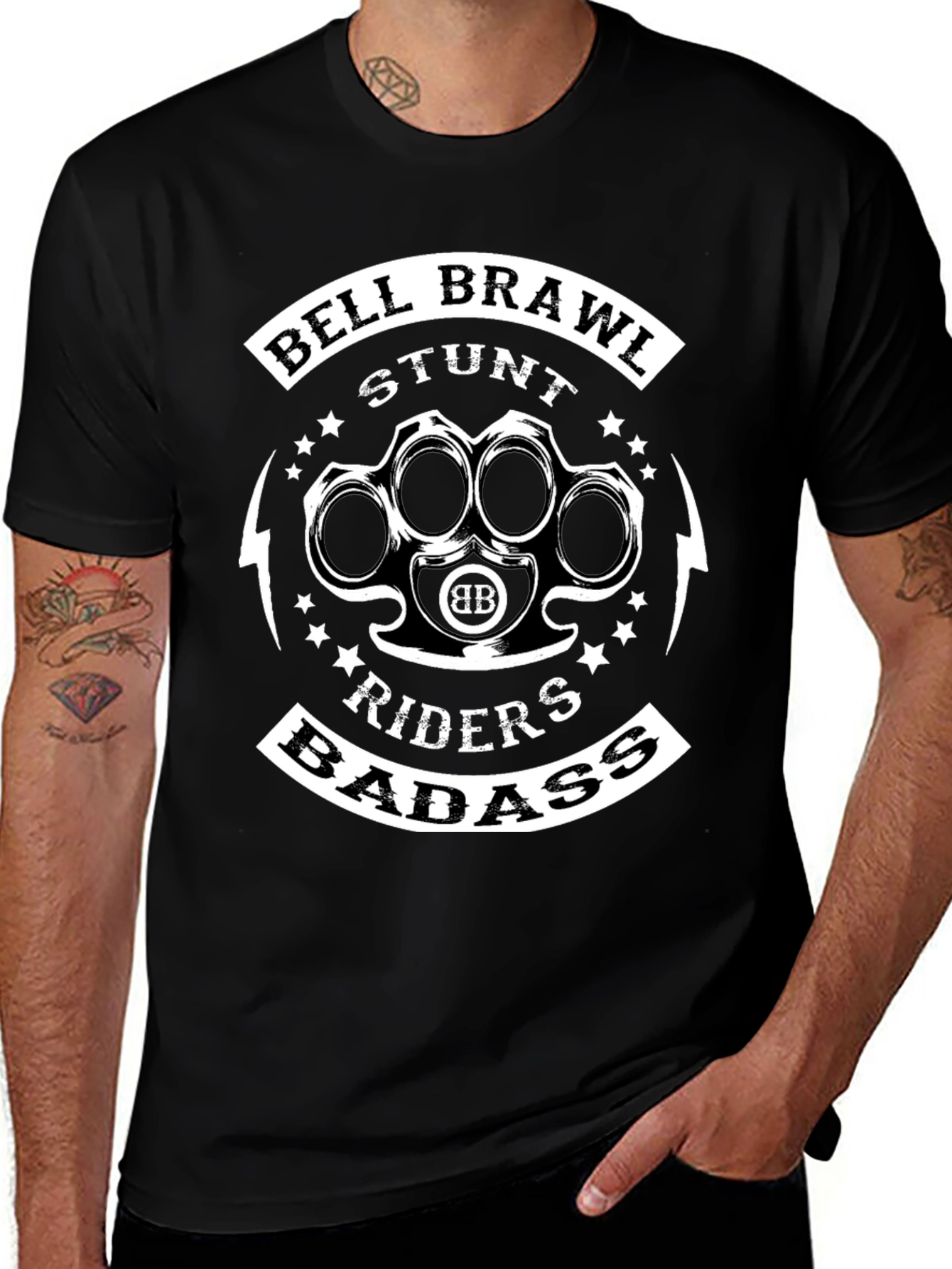 Bell Brawl Stunt Riders Badass Black Graphic Tee
