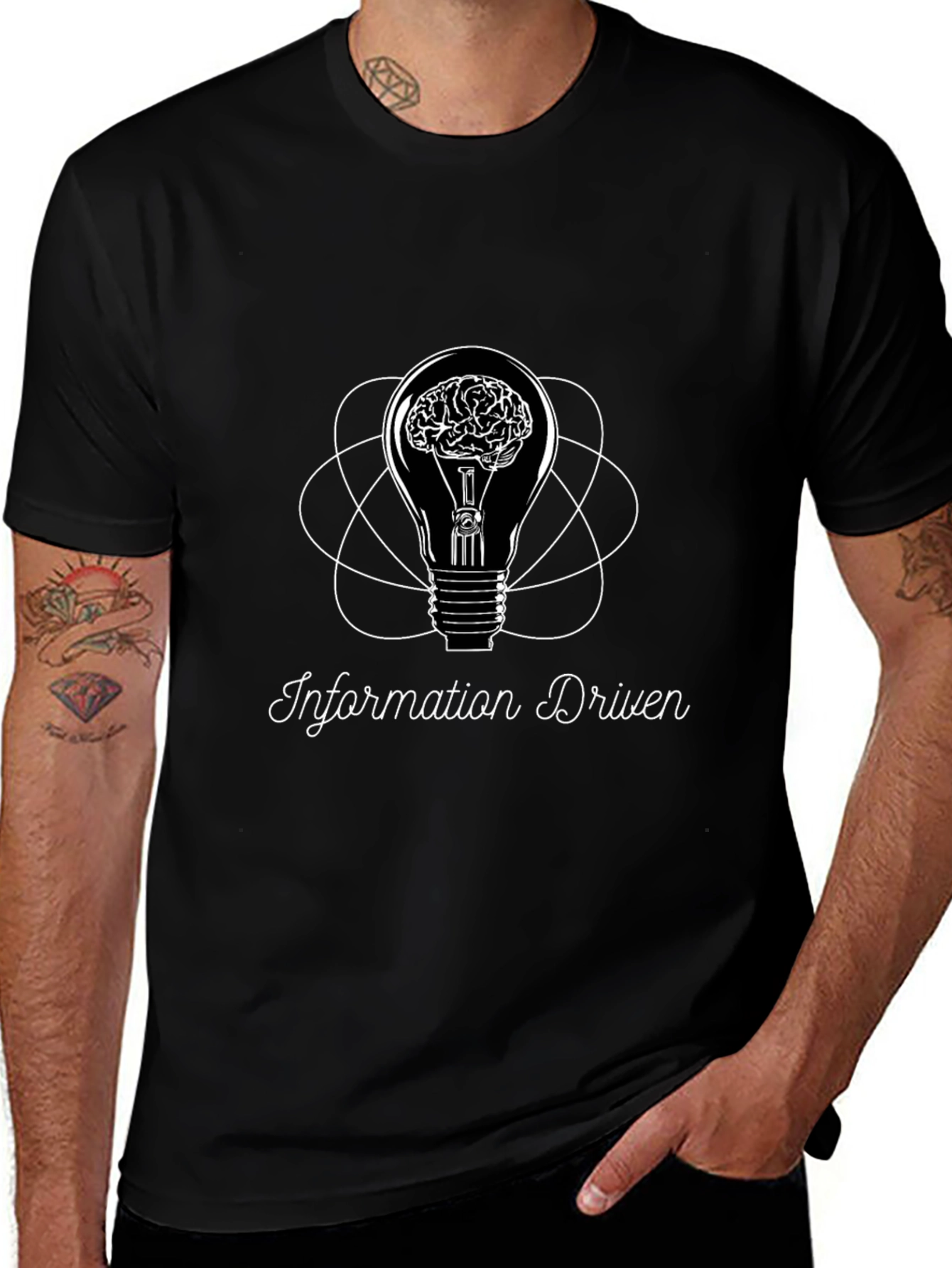 Information Driven Brain Light Bulb Graphic Tee