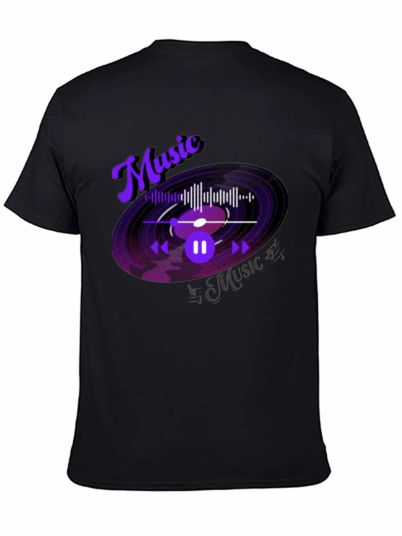 Music Lover Graphic Tee - Black Cotton Blend T-Shirt