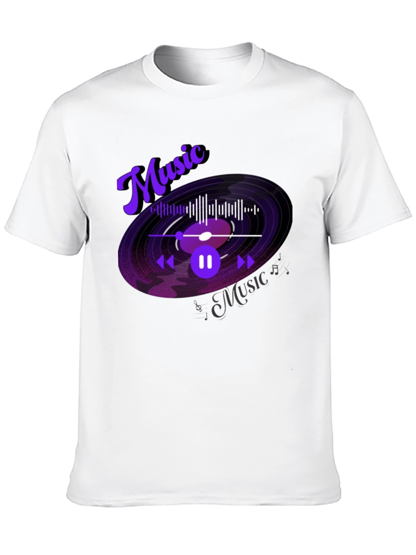 Music Lover Graphic Tee - Black Cotton Blend T-Shirt
