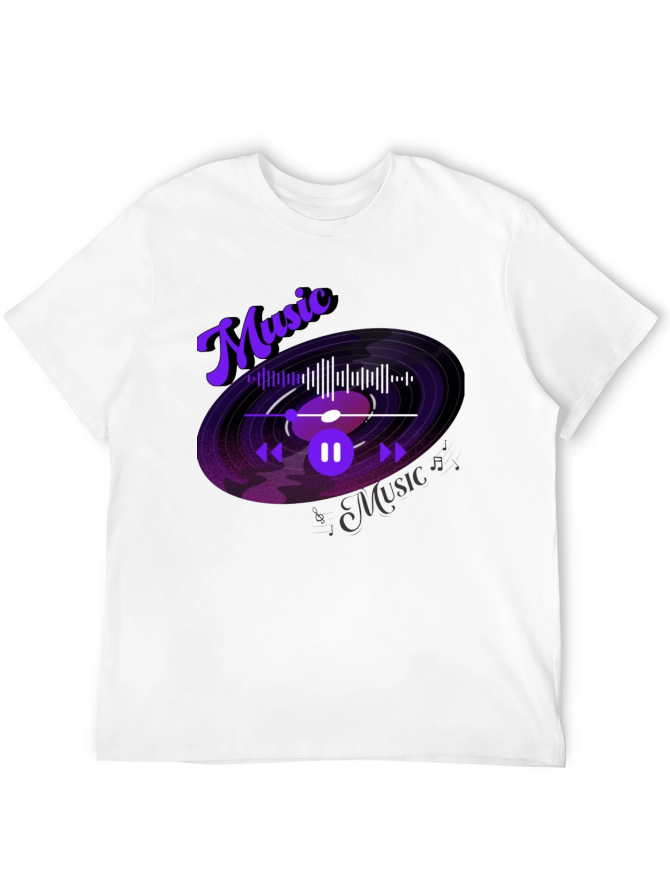 Music Lover Graphic Tee - Black Cotton Blend T-Shirt