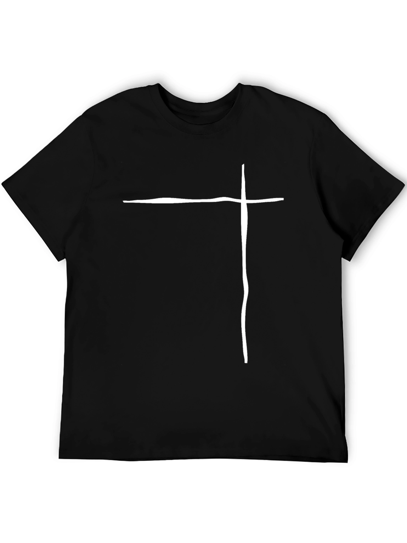 Minimalist Cross Graphic Black T-Shirt
