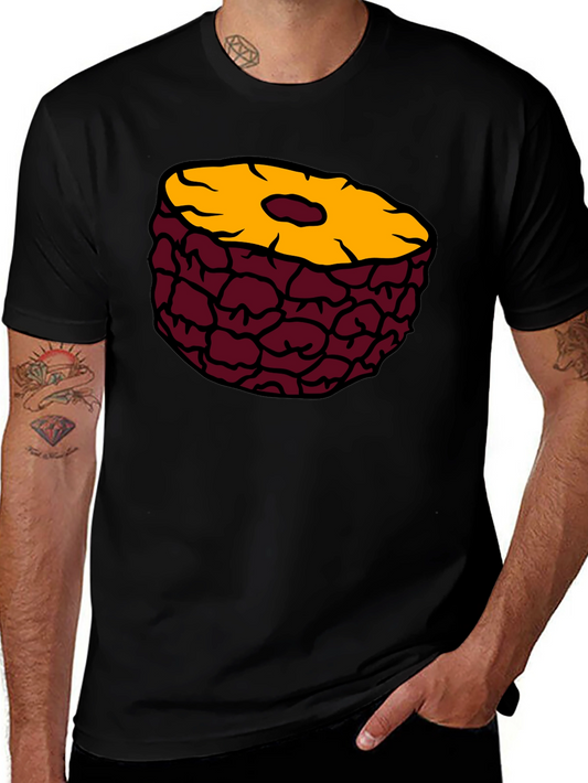 Pineapple Slice Graphic Tee - Casual Black T-Shirt