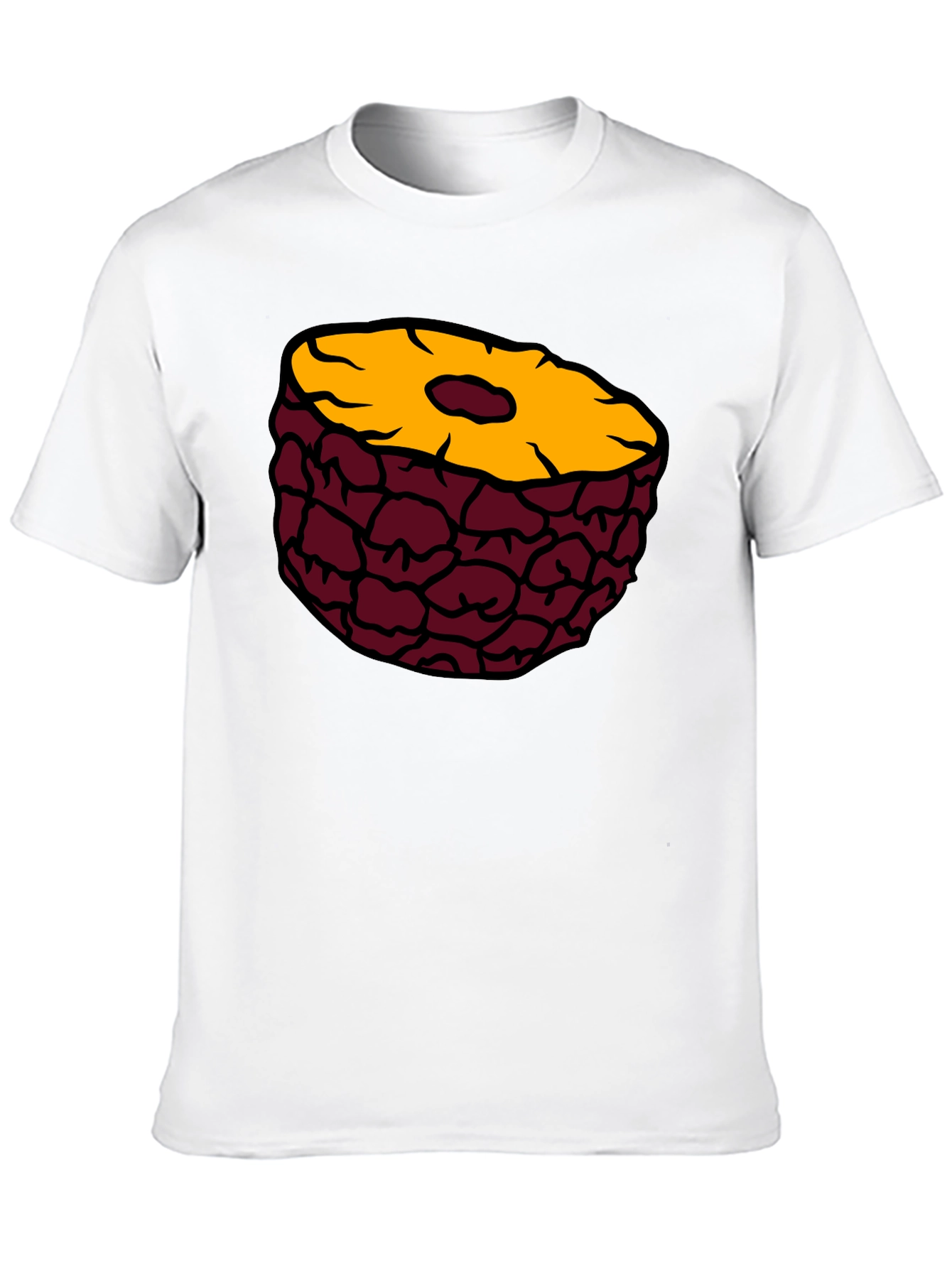 Pineapple Slice Graphic Tee - Casual Black T-Shirt