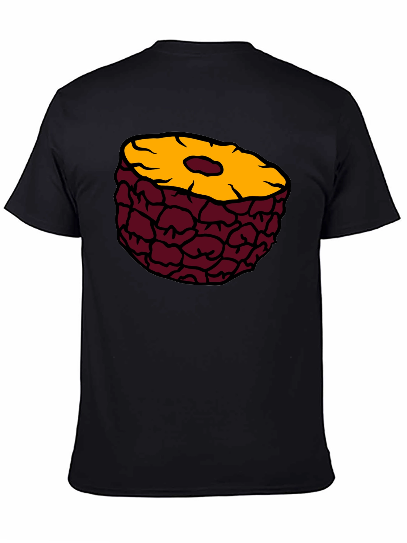 Pineapple Slice Graphic Tee - Casual Black T-Shirt