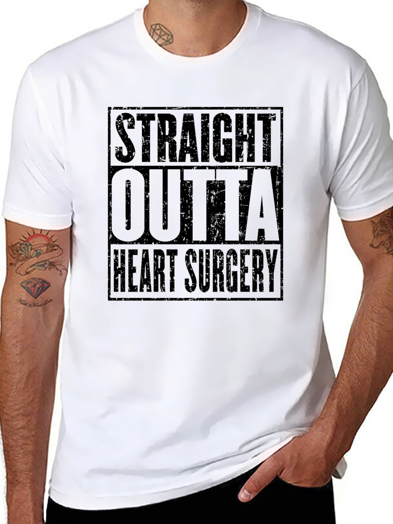 Straight Outta Heart Surgery Black T-Shirt