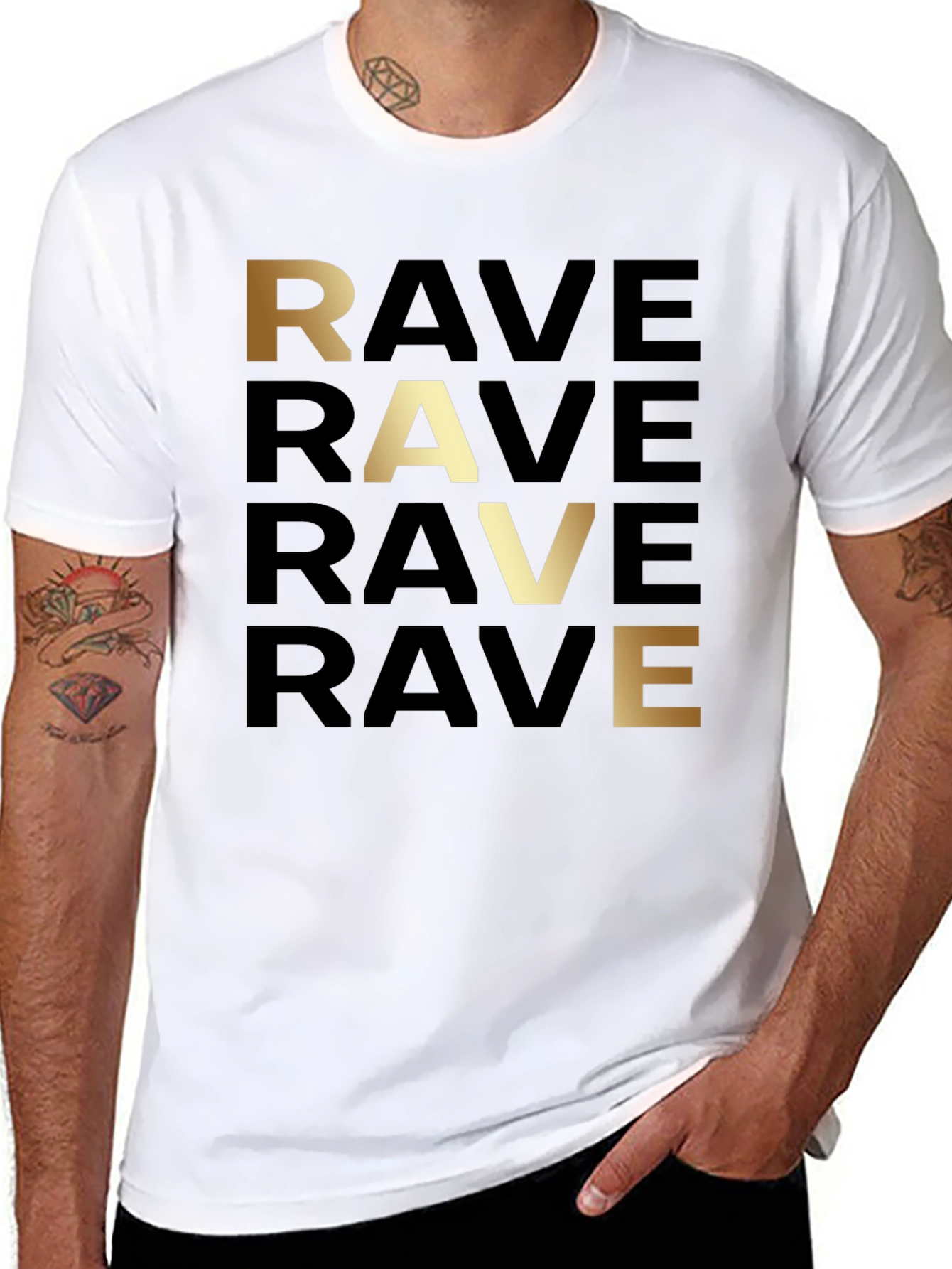 Rave Text Graphic Print T-Shirt