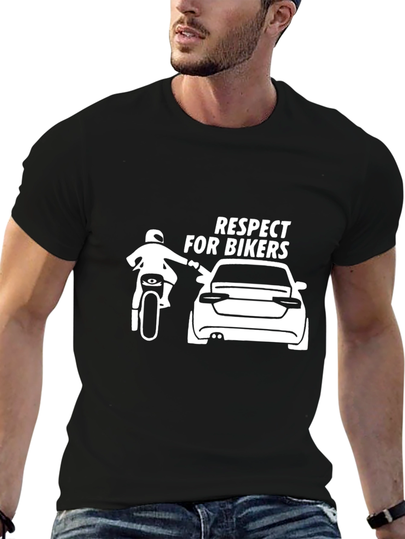Respect for Bikers Graphic T-Shirt - Black