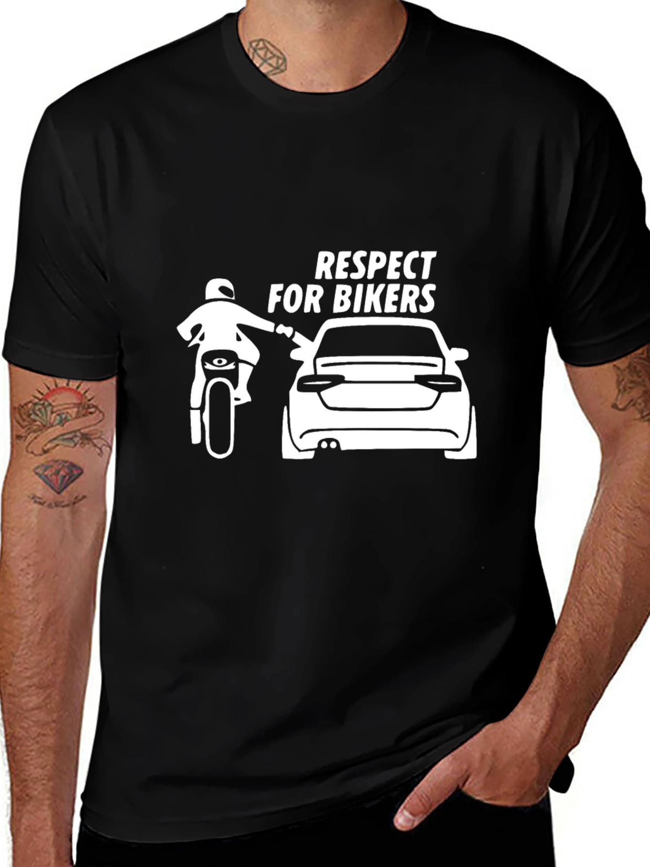 Respect for Bikers Graphic T-Shirt - Black