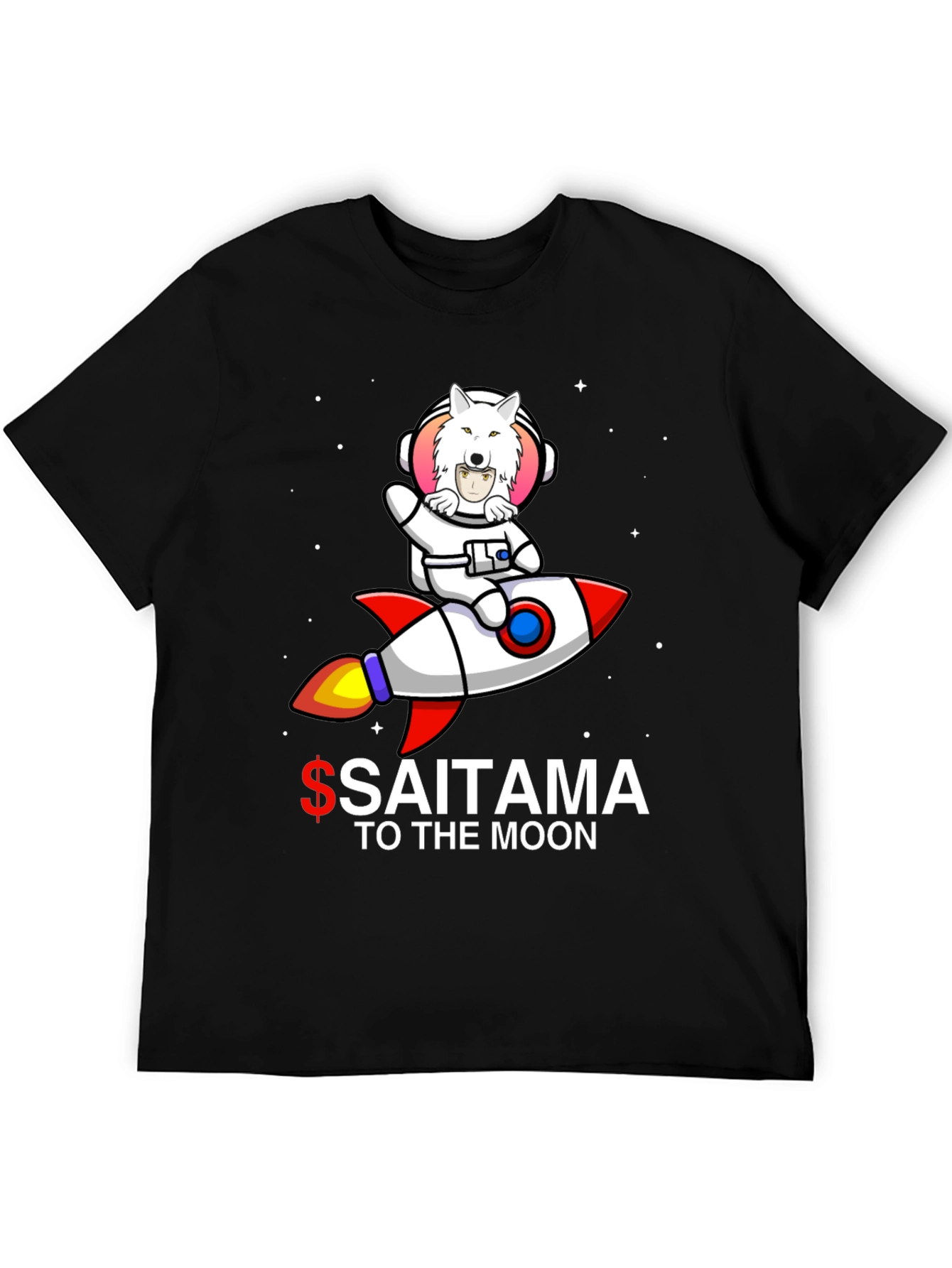 Saitama to the Moon Black T-Shirt