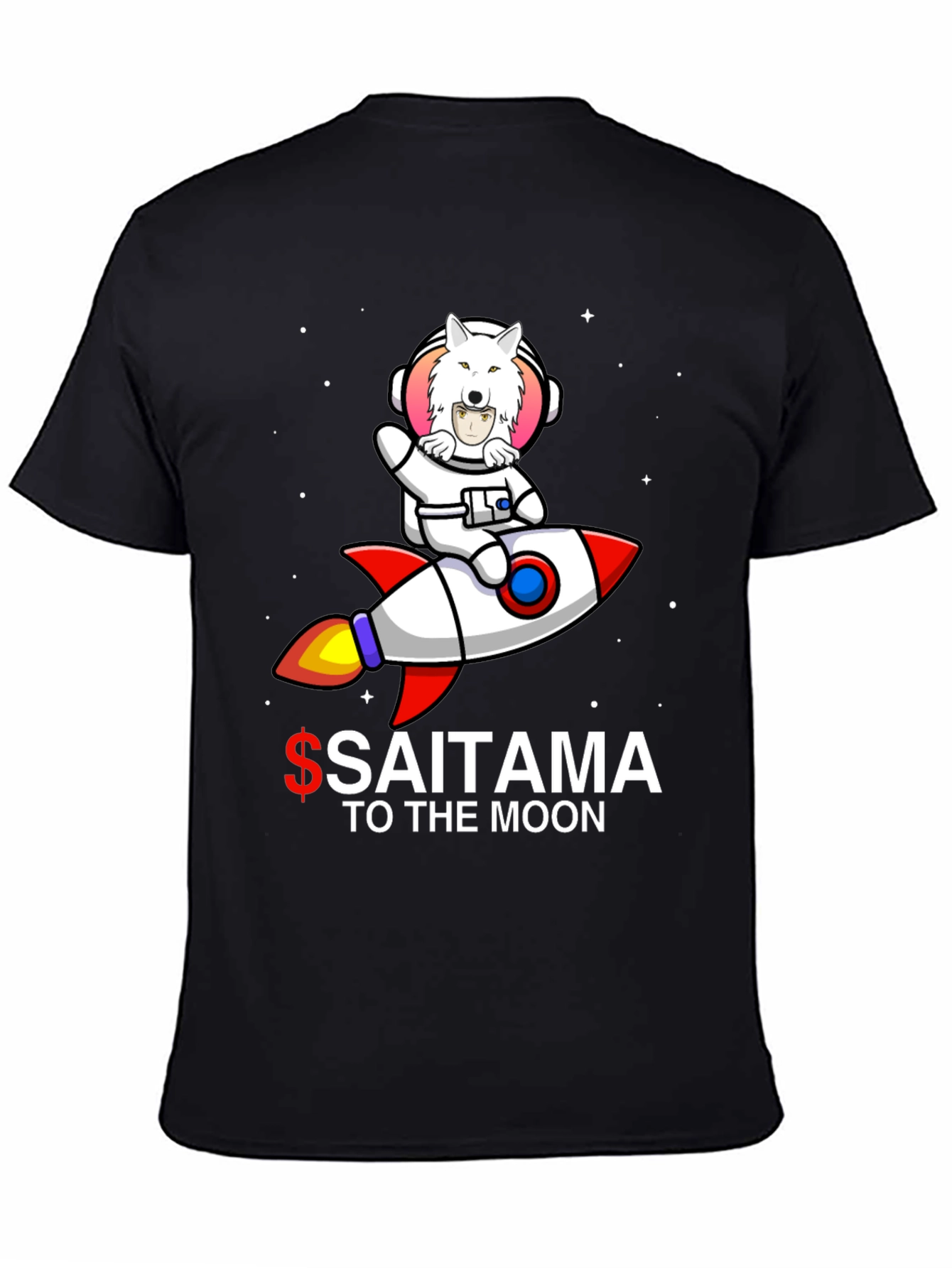 Saitama to the Moon Black T-Shirt