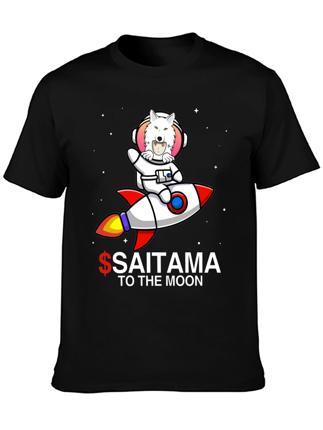 Saitama to the Moon Black T-Shirt