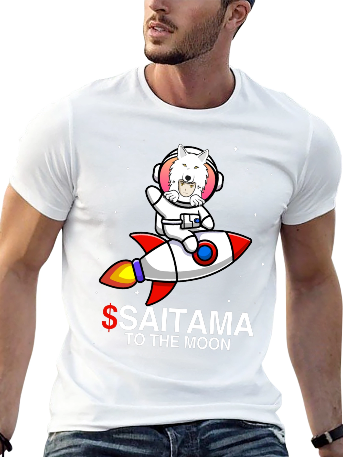 Saitama to the Moon Black T-Shirt