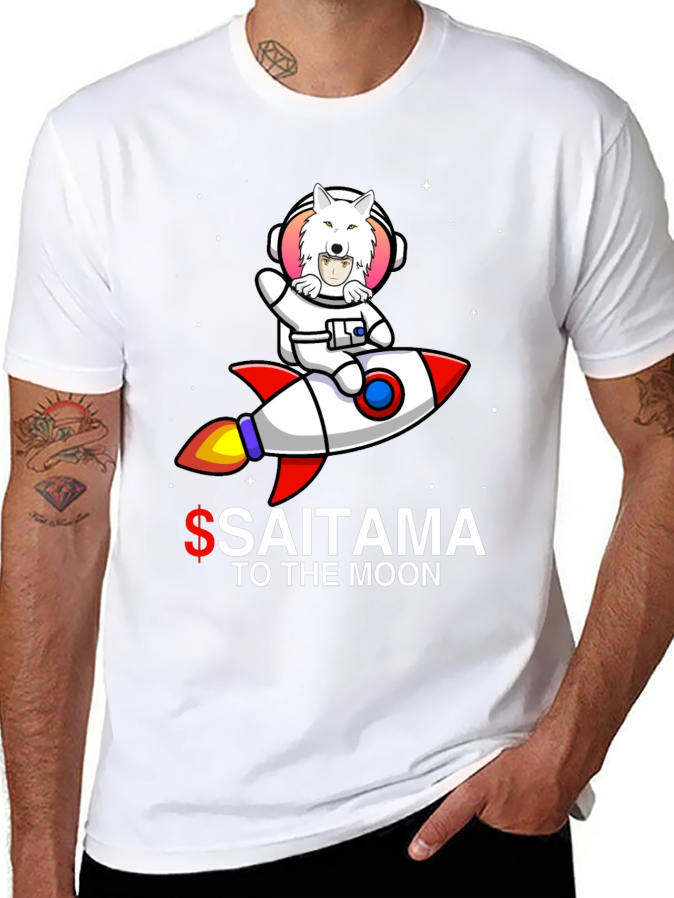 Saitama to the Moon Black T-Shirt