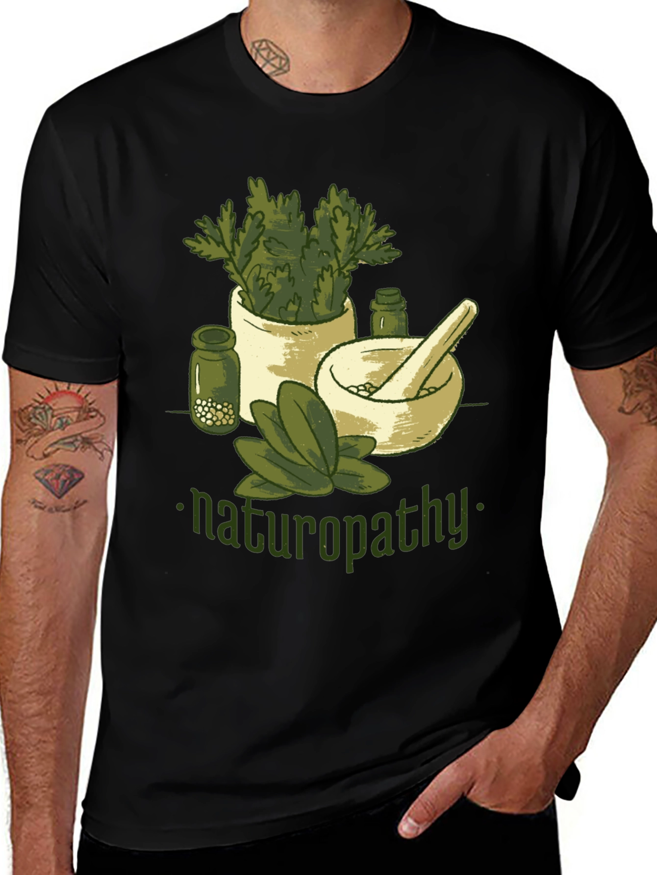 Naturopathy Graphic T-Shirt - Herbal Medicine Design