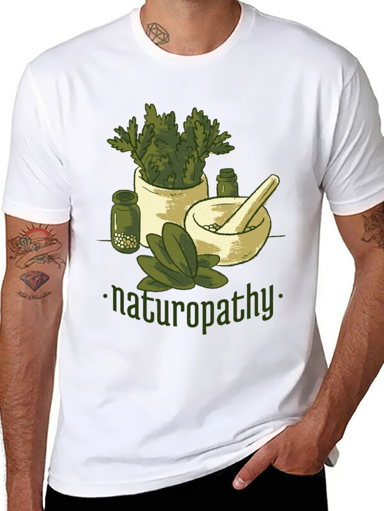 Naturopathy Graphic T-Shirt - Herbal Medicine Design