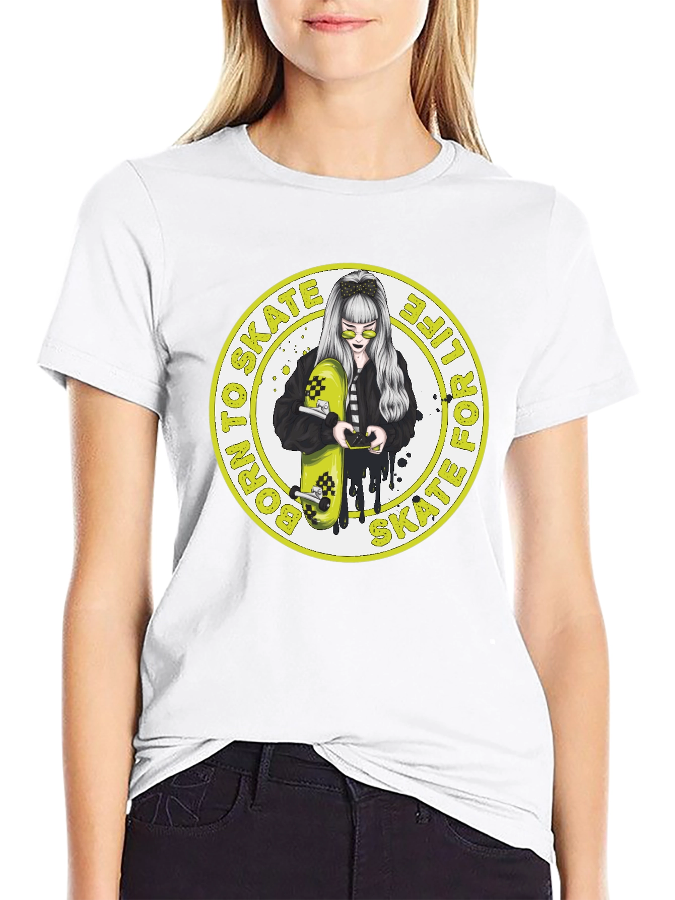 Skate Life T-Shirt: Cool Girl & Skateboard Graphic Tee