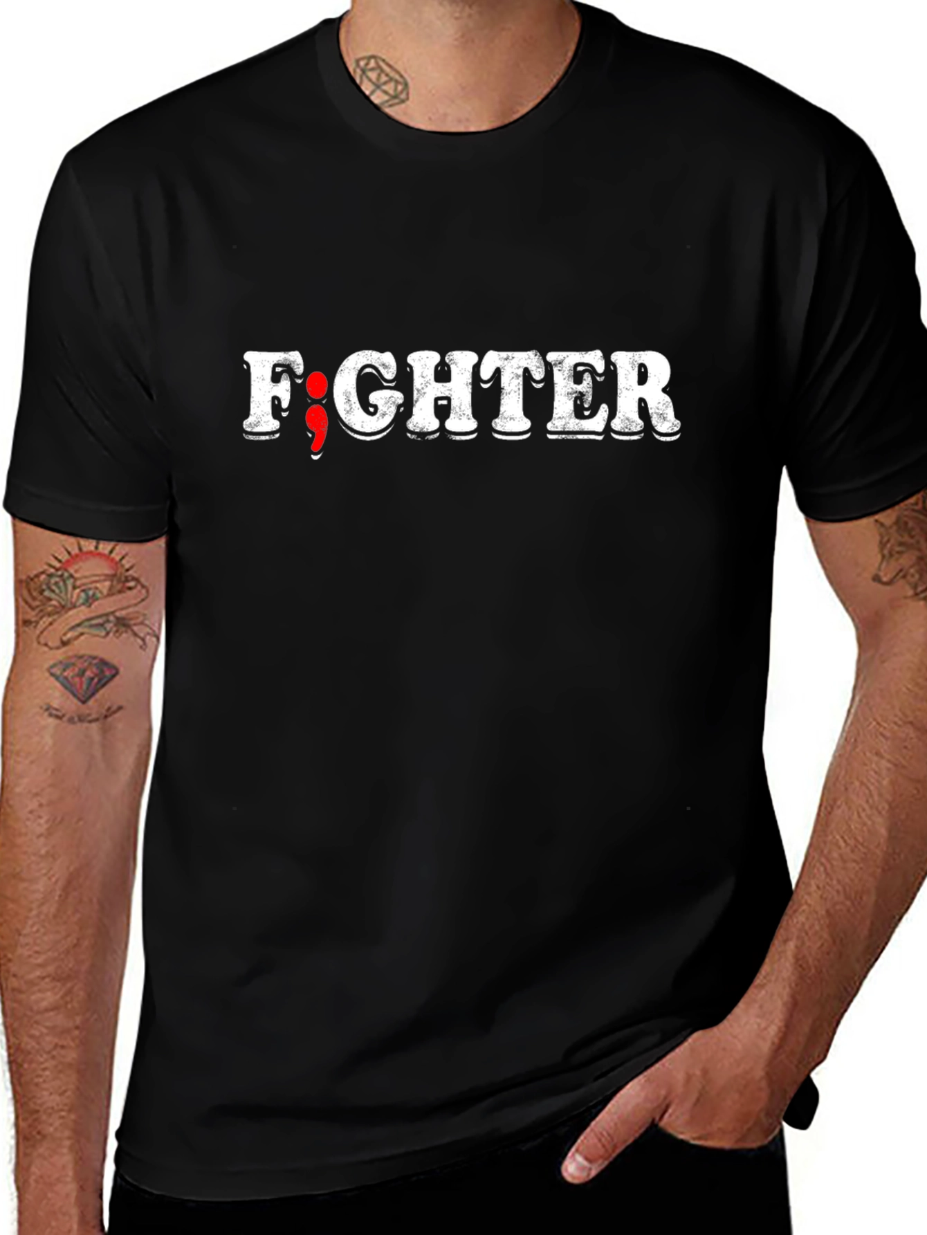 Fighter Semilcolon Graphic Tee - Black