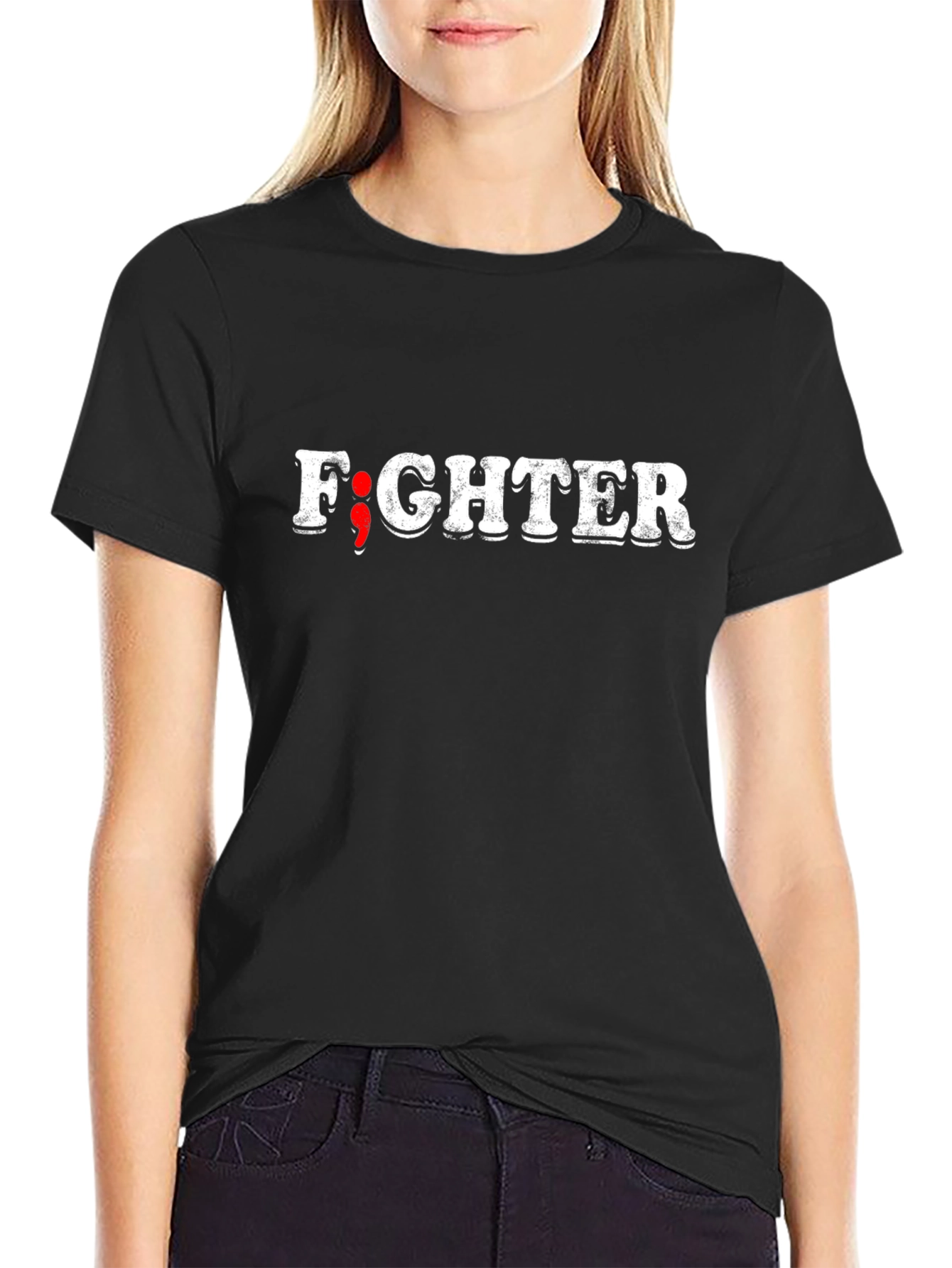 Fighter Semilcolon Graphic Tee - Black