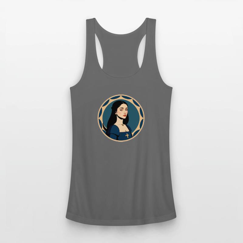 Young beautiful woman in blue medieval garb