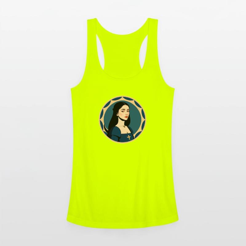 Young beautiful woman in blue medieval garb