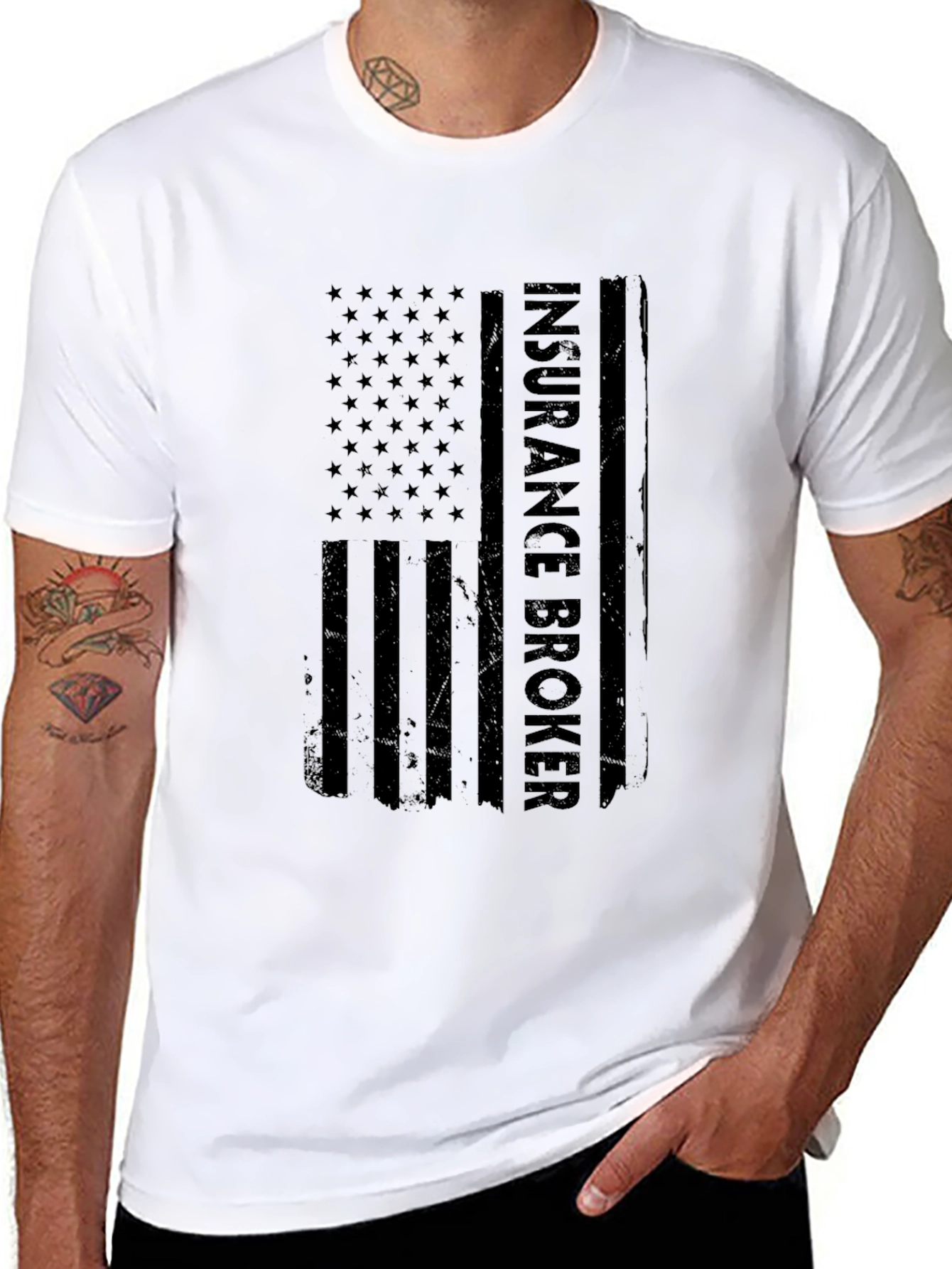 Insurance Broker American Flag Graphic T-Shirt
