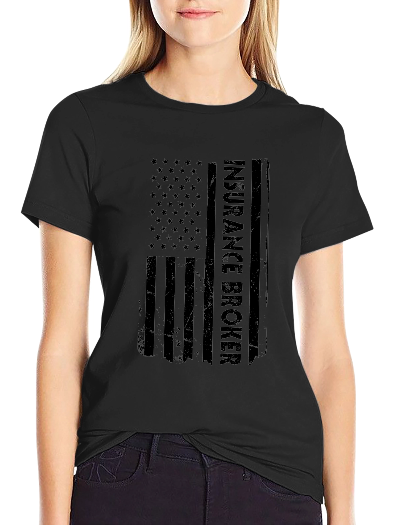 Insurance Broker American Flag Graphic T-Shirt