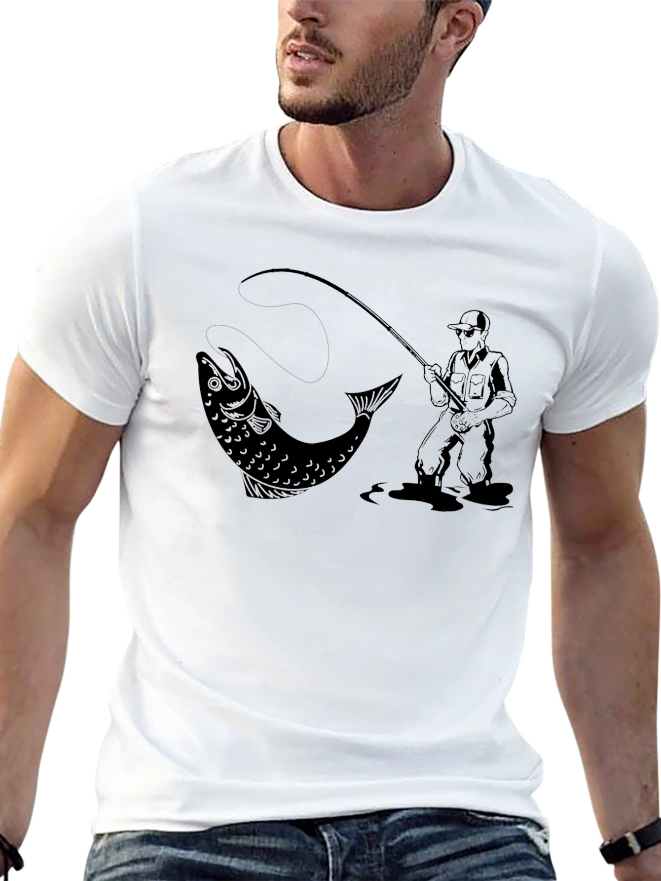Fishing Graphic T-Shirt - Black