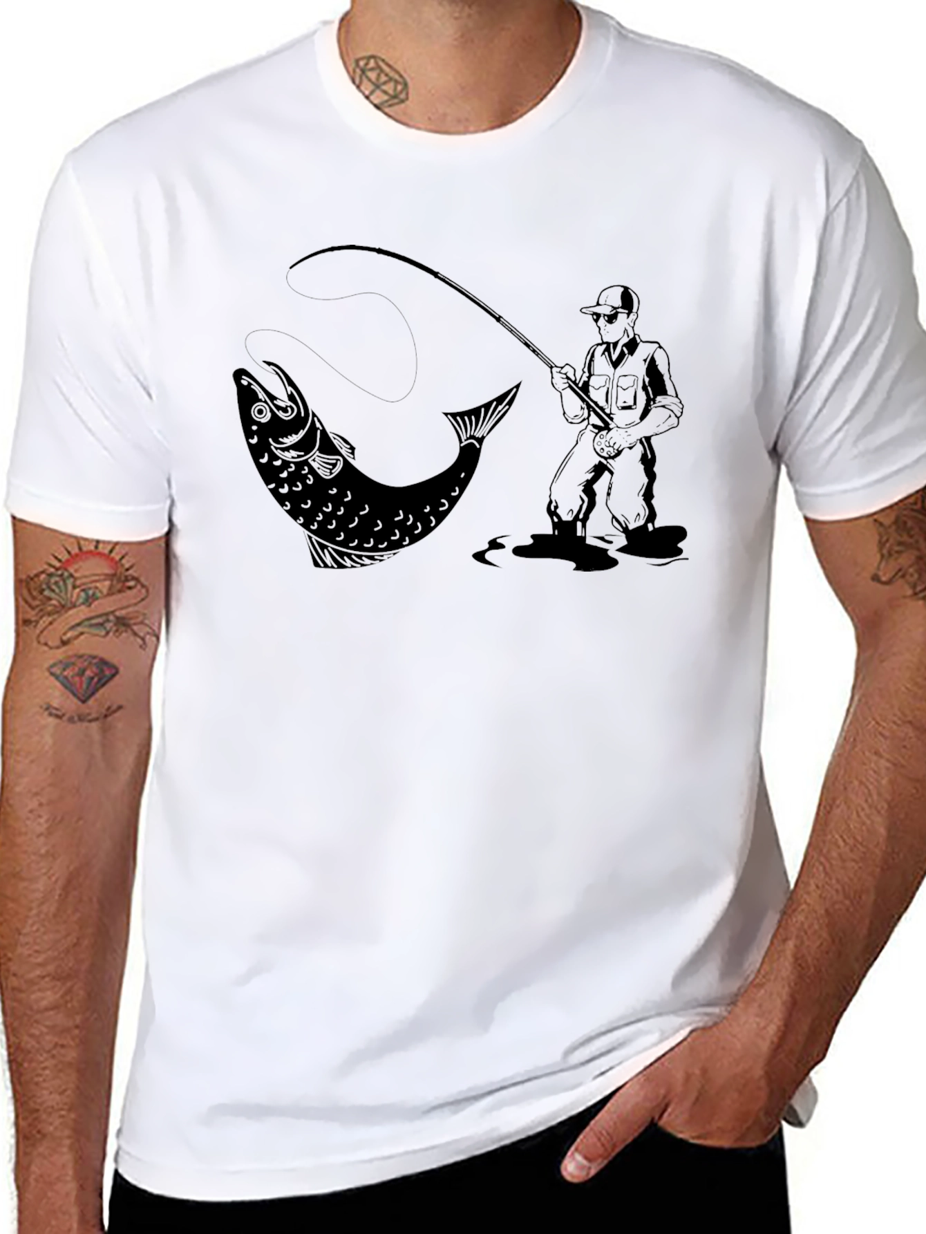 Fishing Graphic T-Shirt - Black