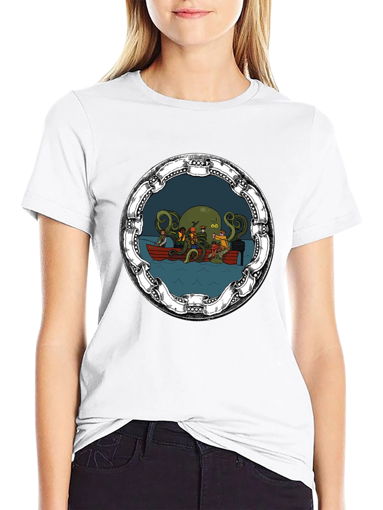 Cthulhu Boat Ride Black Graphic Tee