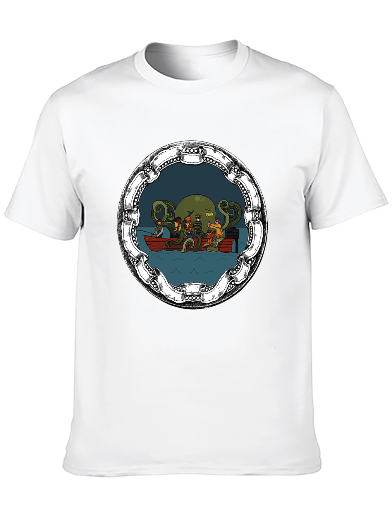Cthulhu Boat Ride Black Graphic Tee