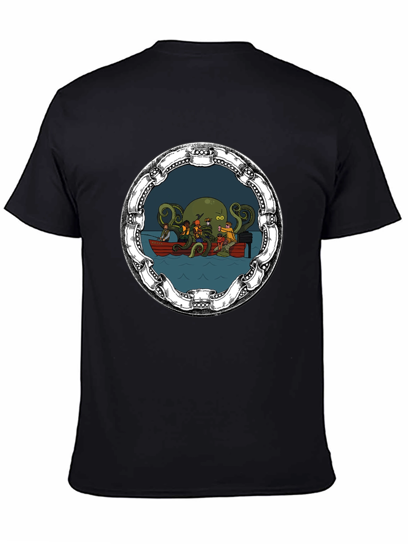 Cthulhu Boat Ride Black Graphic Tee