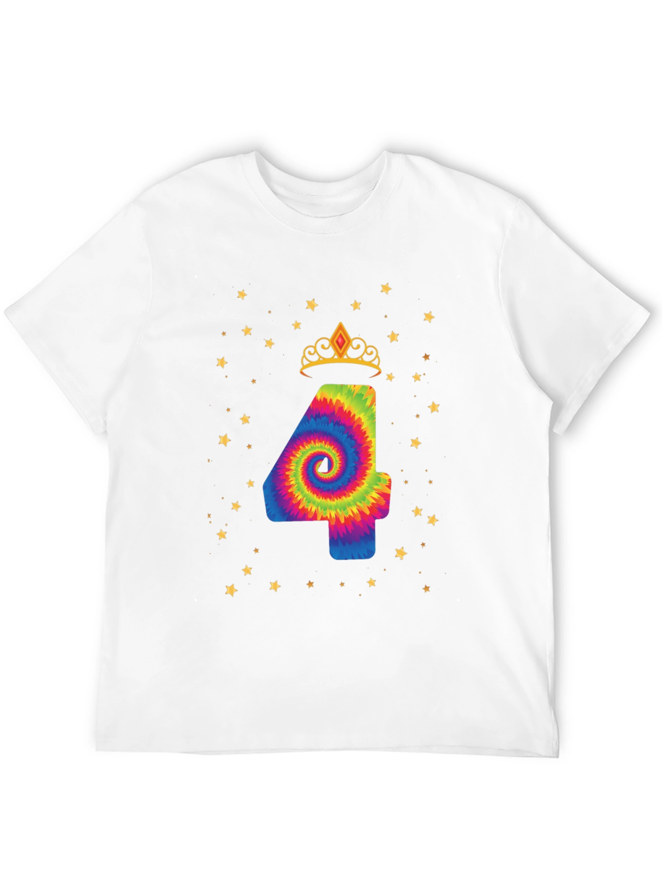 Birthday Number 4 Tie Dye Crown T-Shirt