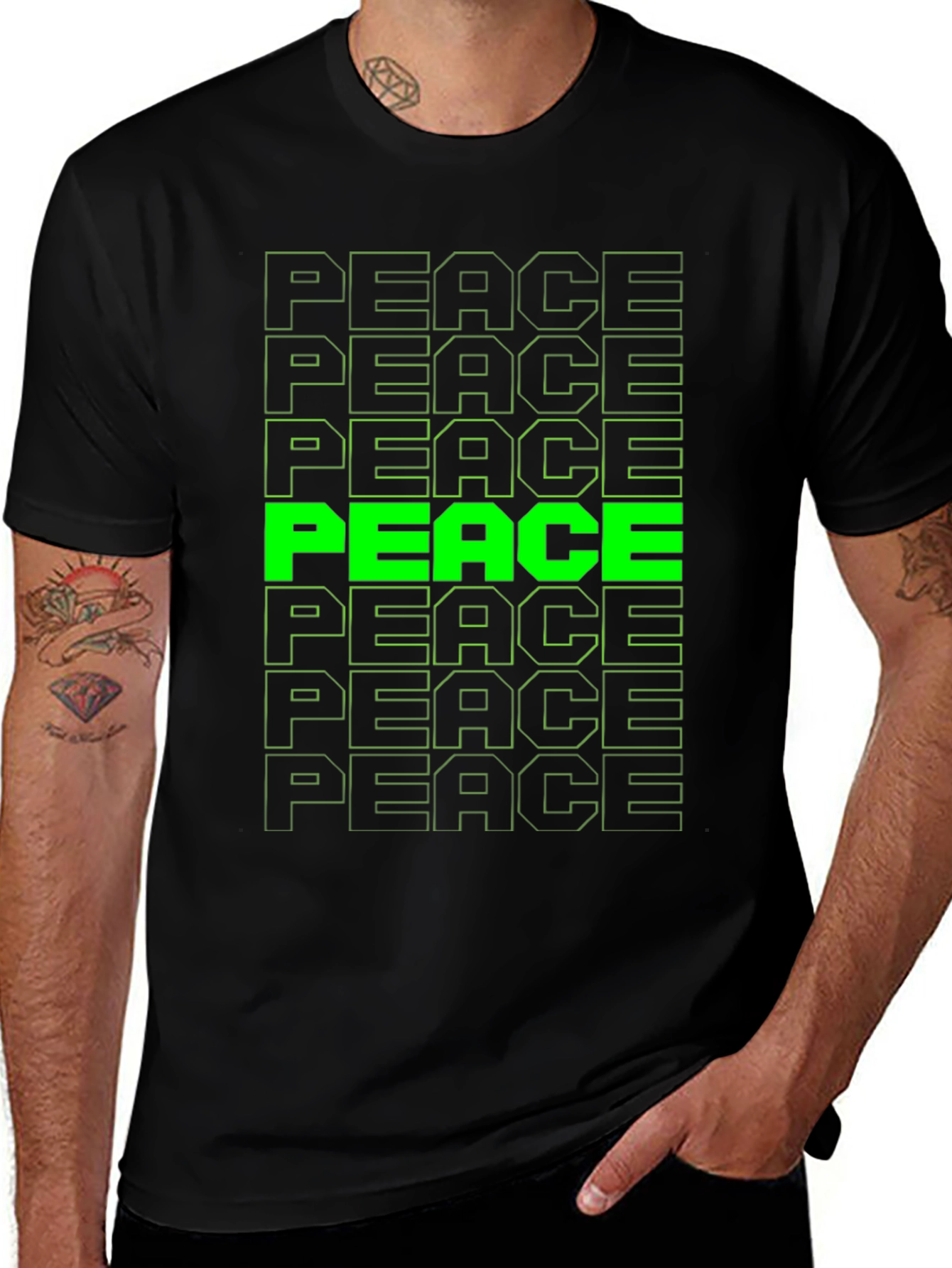 Peace T-Shirt - Green Graphic Tee
