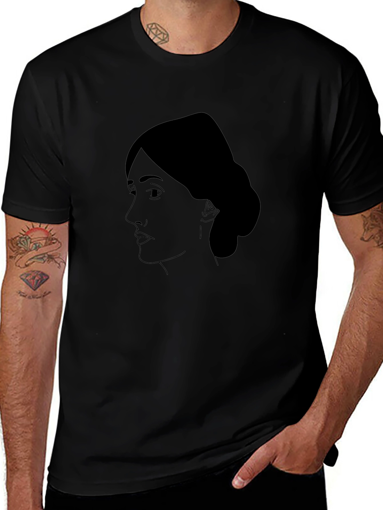 Virginia Woolf Portrait T-Shirt - Black