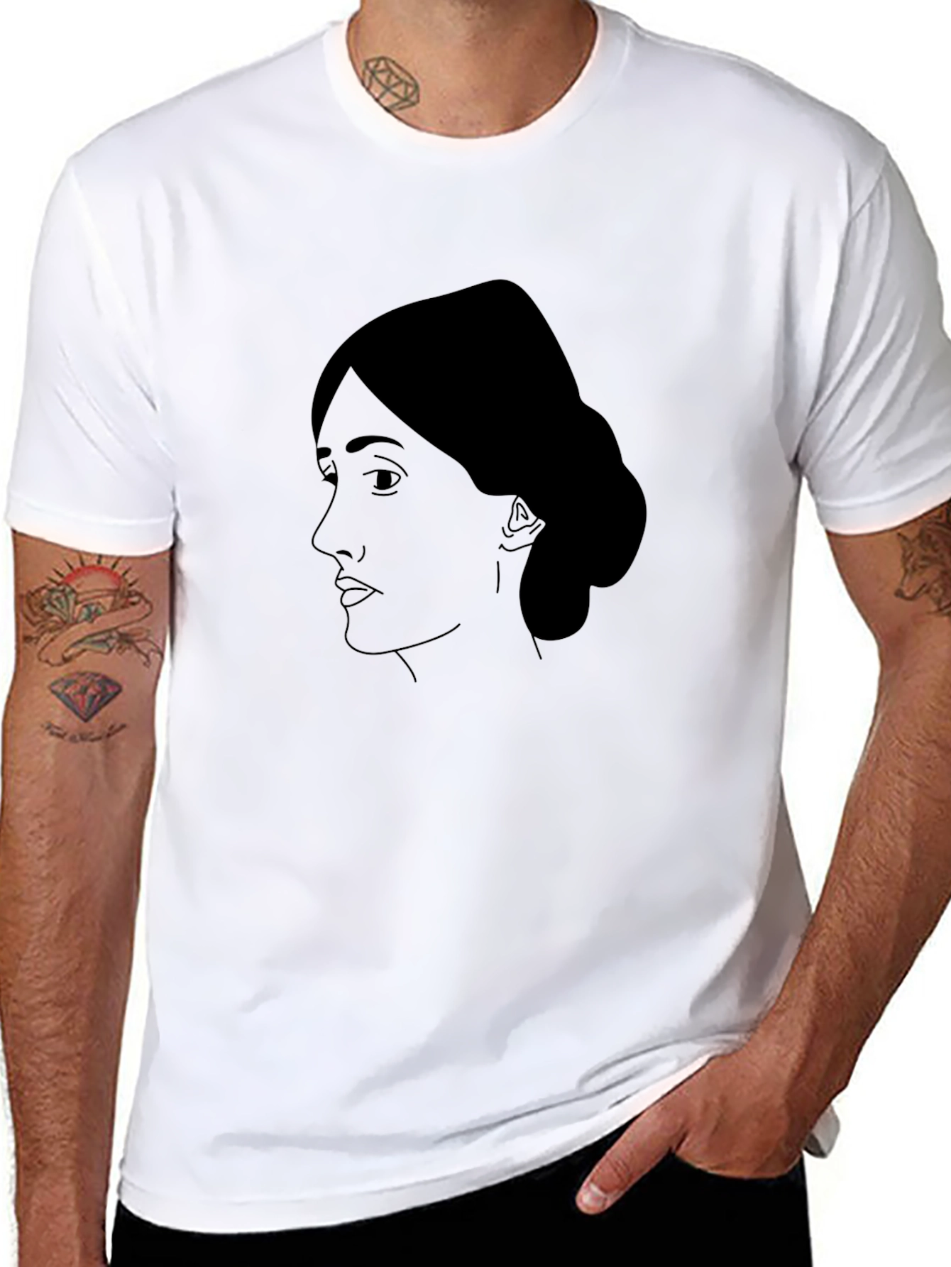 Virginia Woolf Portrait T-Shirt - Black