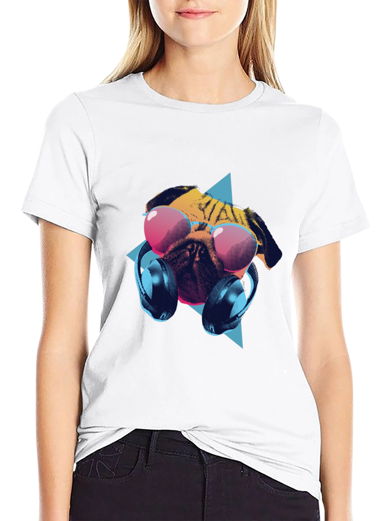Pug Headphones T-Shirt – Music Dog Lover Graphic Tee Gift